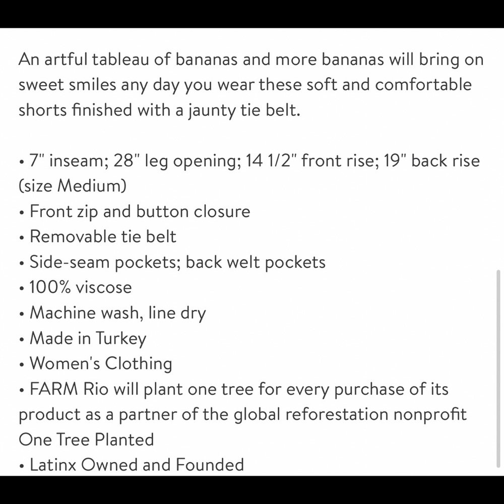 Farm Rio Raining Bananas Tie Front Shorts - Picture 3 of 6